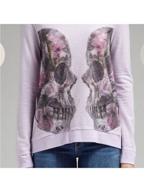 Chaser Lavender Skull Graphic Sweatshirt Medium NWT